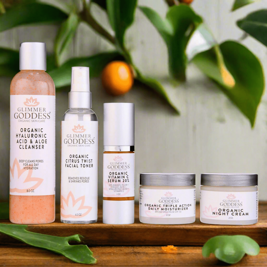 Organic Anti - Wrinkle Solution 5 PC Kit - Glimmer Goddess® Organic Skin Care