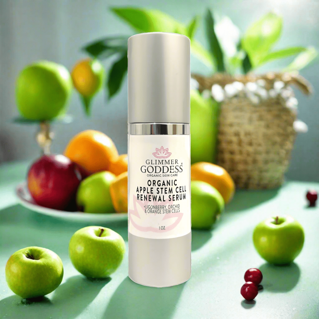 Organic Apple Stem Cell Anti - Aging Serum | Lingonberry, Orchid & Orange Stem Cells for Hydration & Wrinkle Defense - Glimmer Goddess® Organic Skin Care