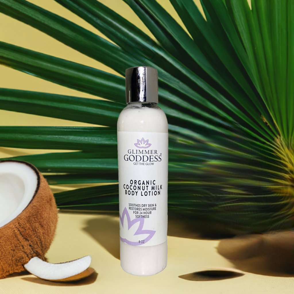 Organic Coconut Milk Body Lotion for Soft, Supple Skin - Glimmer Goddess® Organic Skin Care