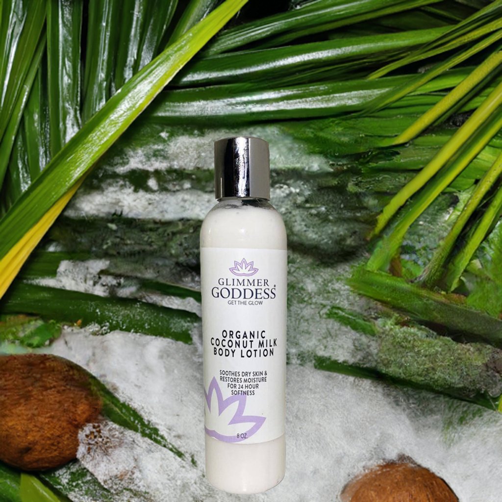 Organic Coconut Milk Body Lotion for Soft, Supple Skin - Glimmer Goddess® Organic Skin Care