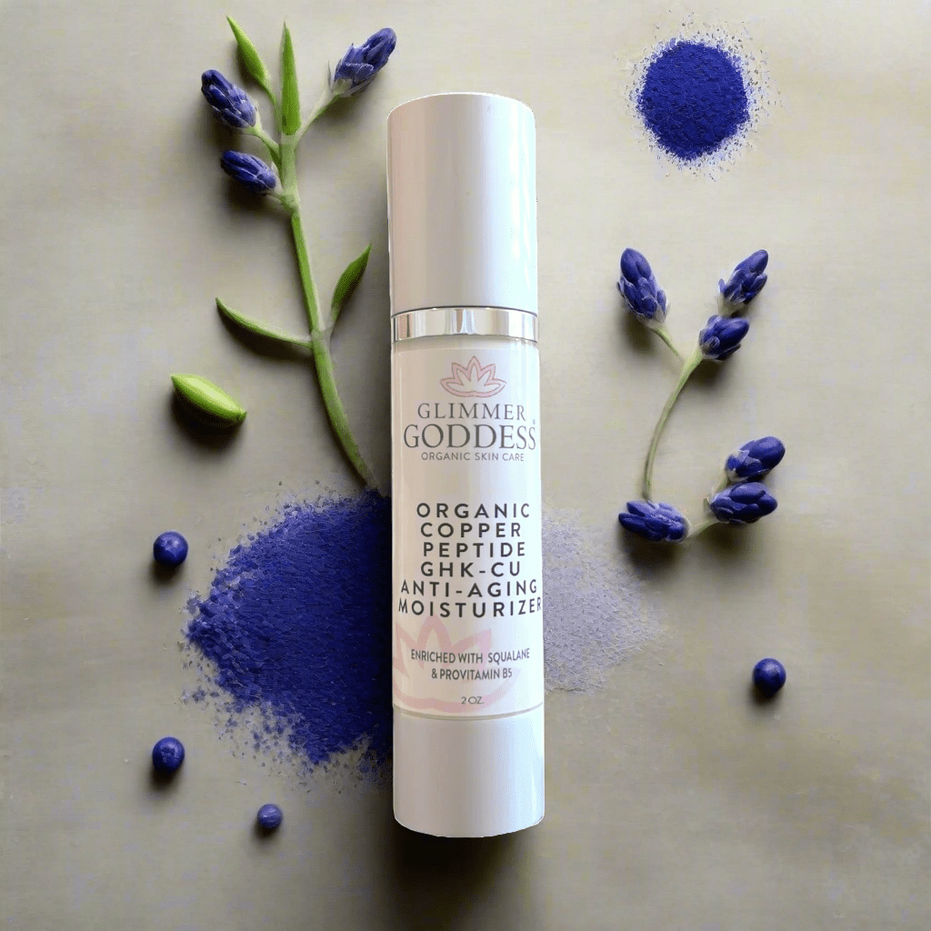 Organic Copper Peptide GHK - CU Anti - Aging Moisturizer – Lightweight Hydrating Cream - Glimmer Goddess® Organic Skin Care