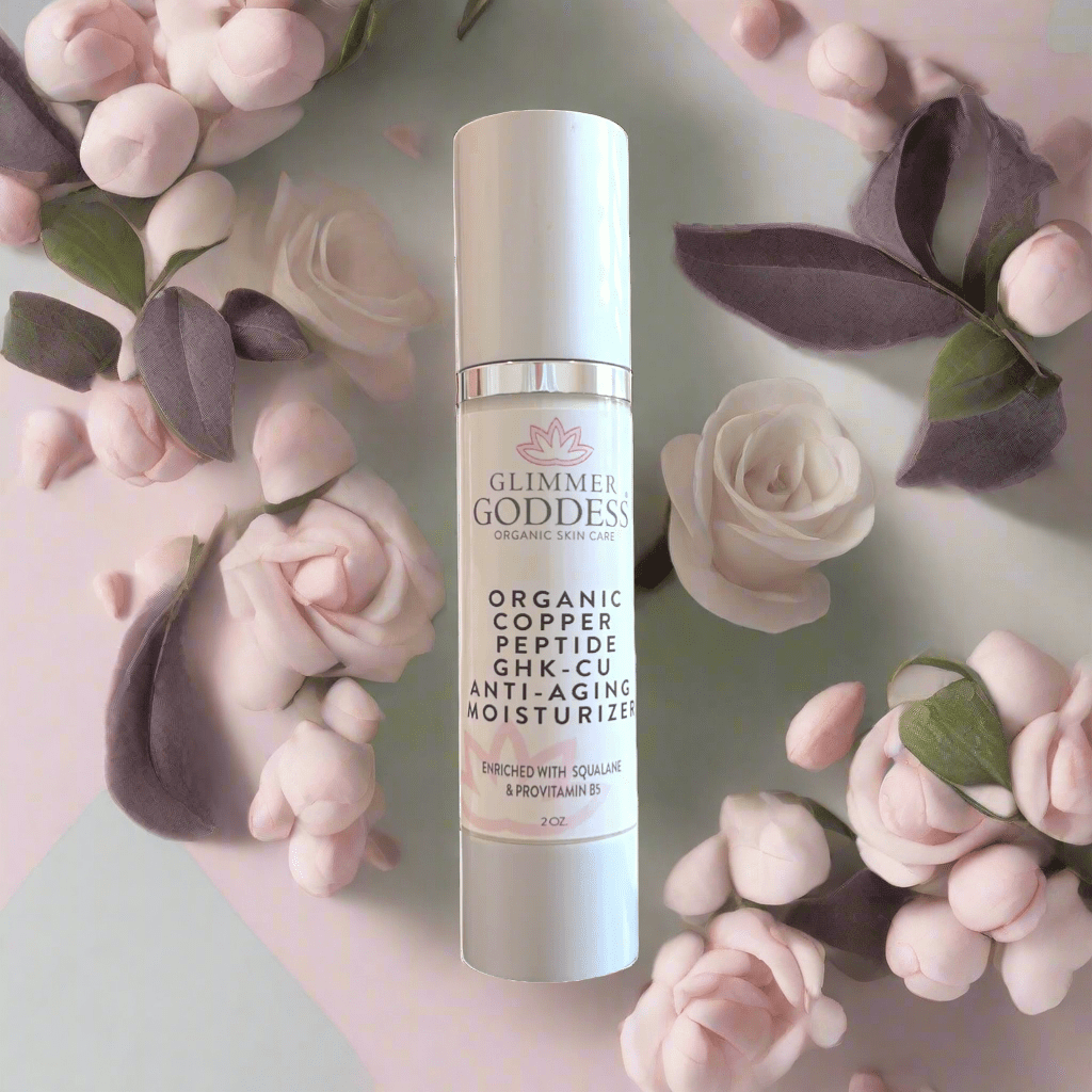 Organic Copper Peptide GHK - CU Anti - Aging Moisturizer – Lightweight Hydrating Cream - Glimmer Goddess® Organic Skin Care