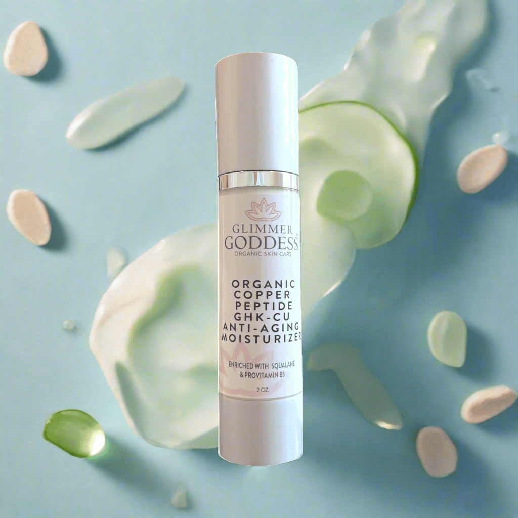 Organic Copper Peptide GHK - CU Anti - Aging Moisturizer – Lightweight Hydrating Cream - Glimmer Goddess® Organic Skin Care