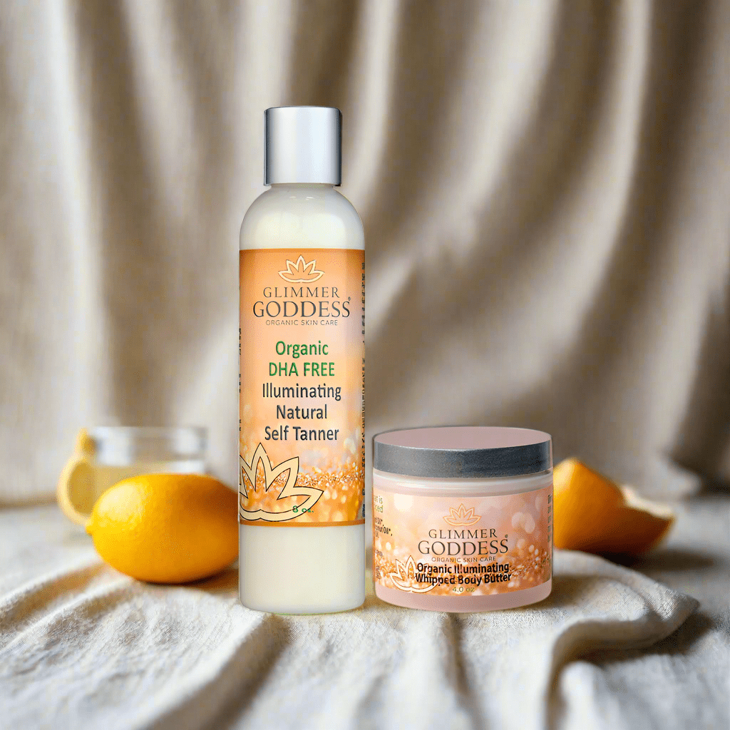 Organic DHA - Free Self Tanner + Bronzing Shimmer Bundle | 20% Off - Glimmer Goddess® Organic Skin Care