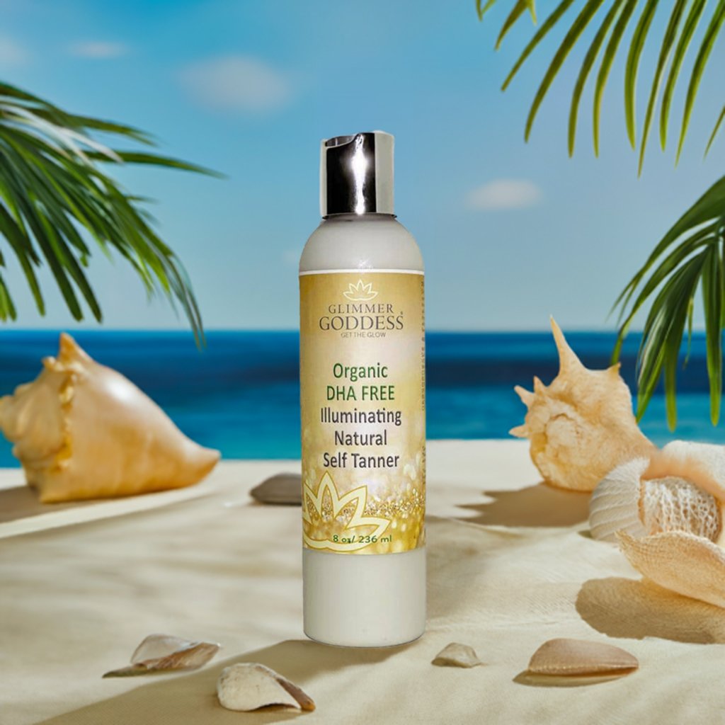 Organic DHA FREE Self Tanner For A Sun - Kissed Glow - Glimmer Goddess® Organic Skin Care