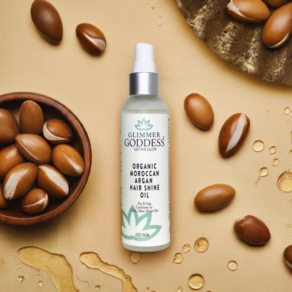 Organic Moroccan Argan Oil Hair Shine Spray - Glimmer Goddess® Organic Skin Care