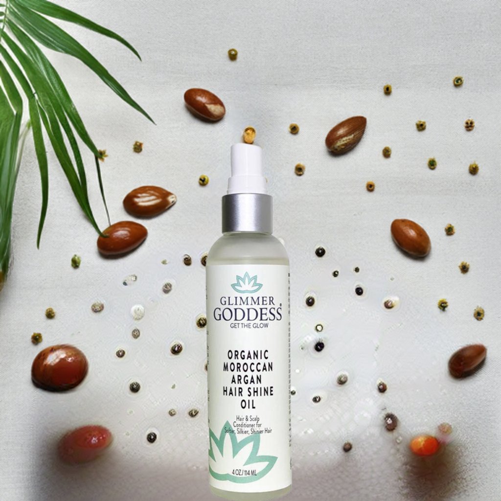 Organic Moroccan Argan Oil Hair Shine Spray - Glimmer Goddess® Organic Skin Care