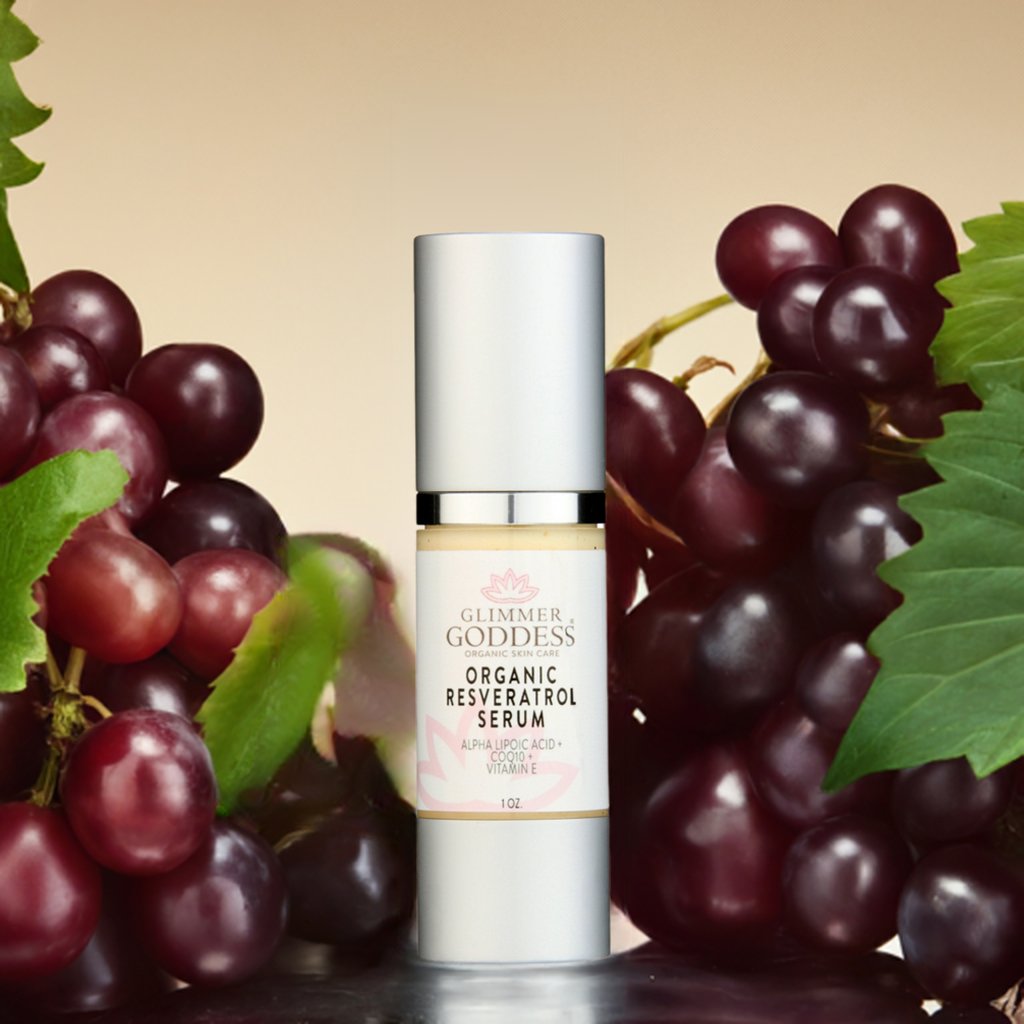 Organic Resveratrol Instant Firming Serum - Visibly Smooths Fine Lines - Glimmer Goddess® Organic Skin Care