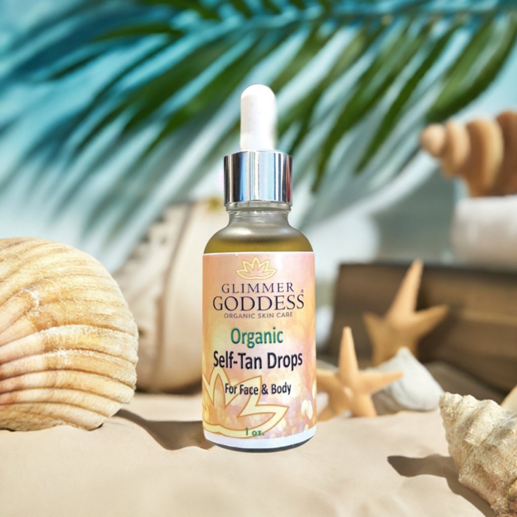 Organic Self Tan Drops for Face & Body 1 oz. - Glimmer Goddess® Organic Skin Care