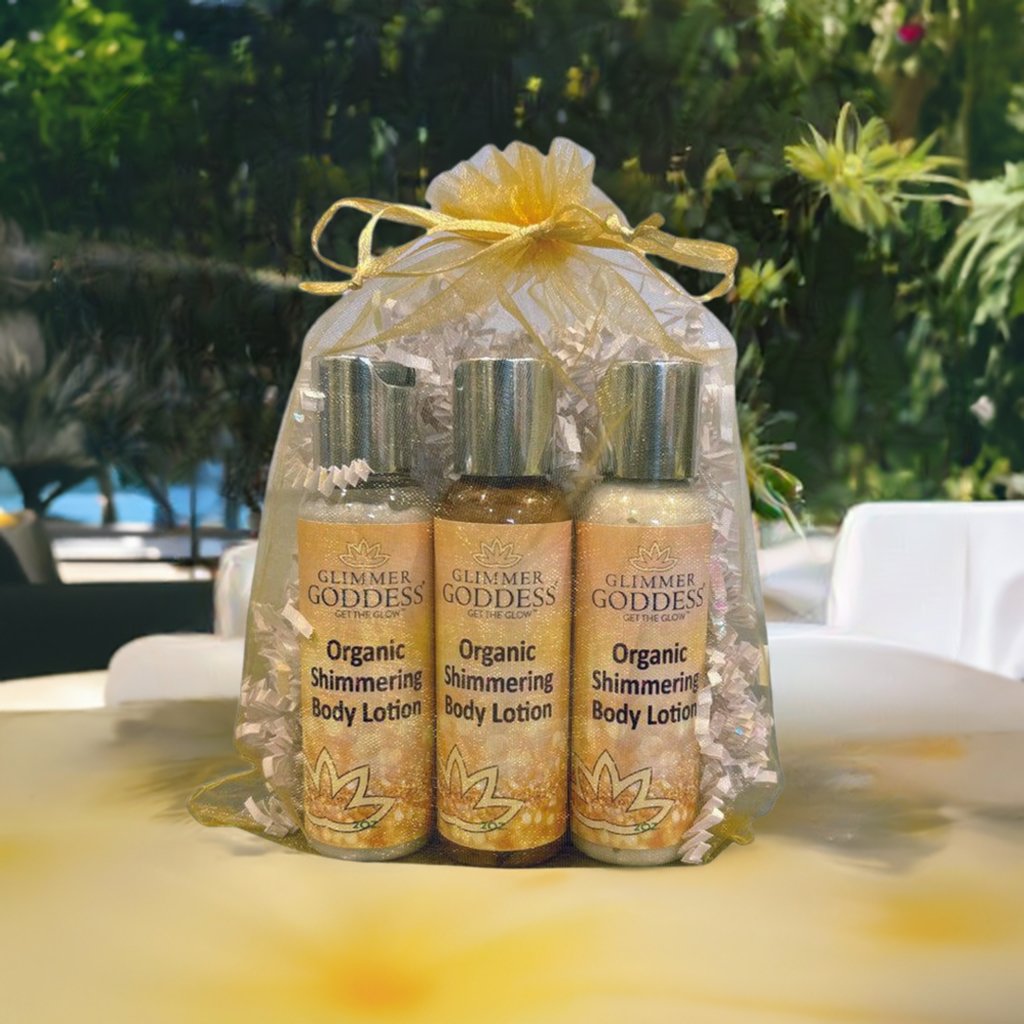 Organic Shimmer Body Lotion Travel Size Gift Set - Glimmer Goddess® Organic Skin Care