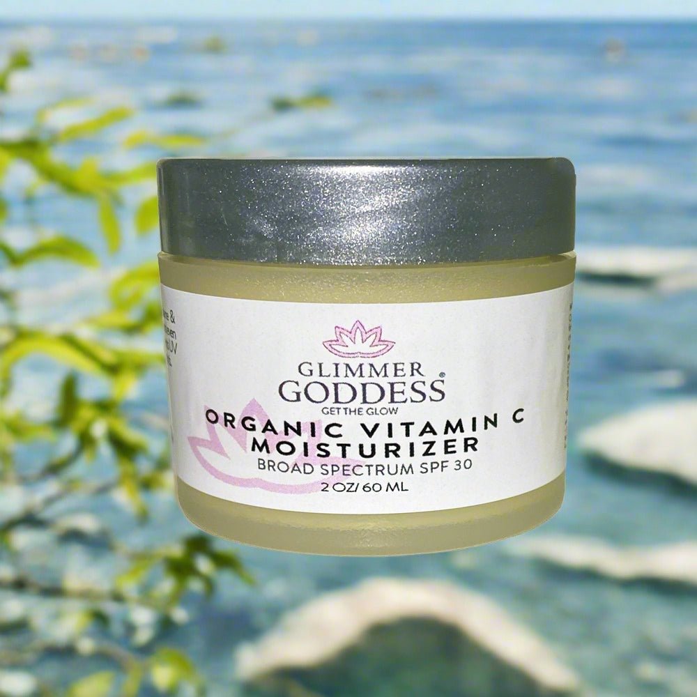 Organic Vitamin C Face Cream Reef - Safe SPF 30 - Brightens and Tightens Skin - Glimmer Goddess® Organic Skin Care