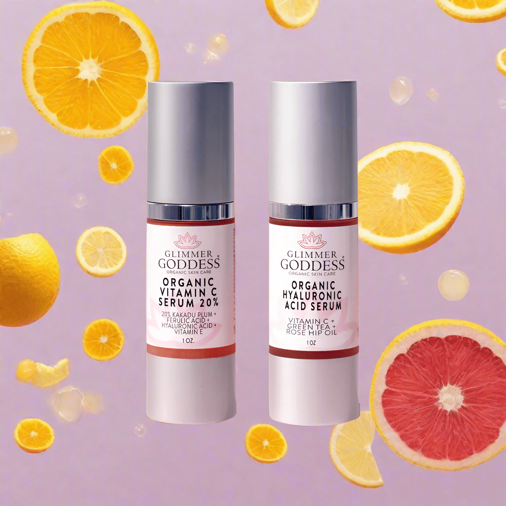 Radiance + Hydration Duo: Vitamin C 20% & Hyaluronic Acid Serum Bundle (20% Off) - Glimmer Goddess® Organic Skin Care