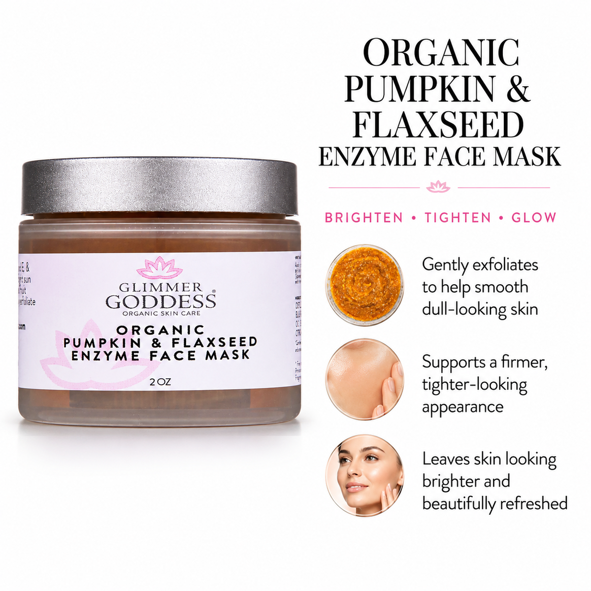 Organic Pumpkin Flaxseed Enzyme Face Mask – Brightening & Tightening Mask for Glowing Skin