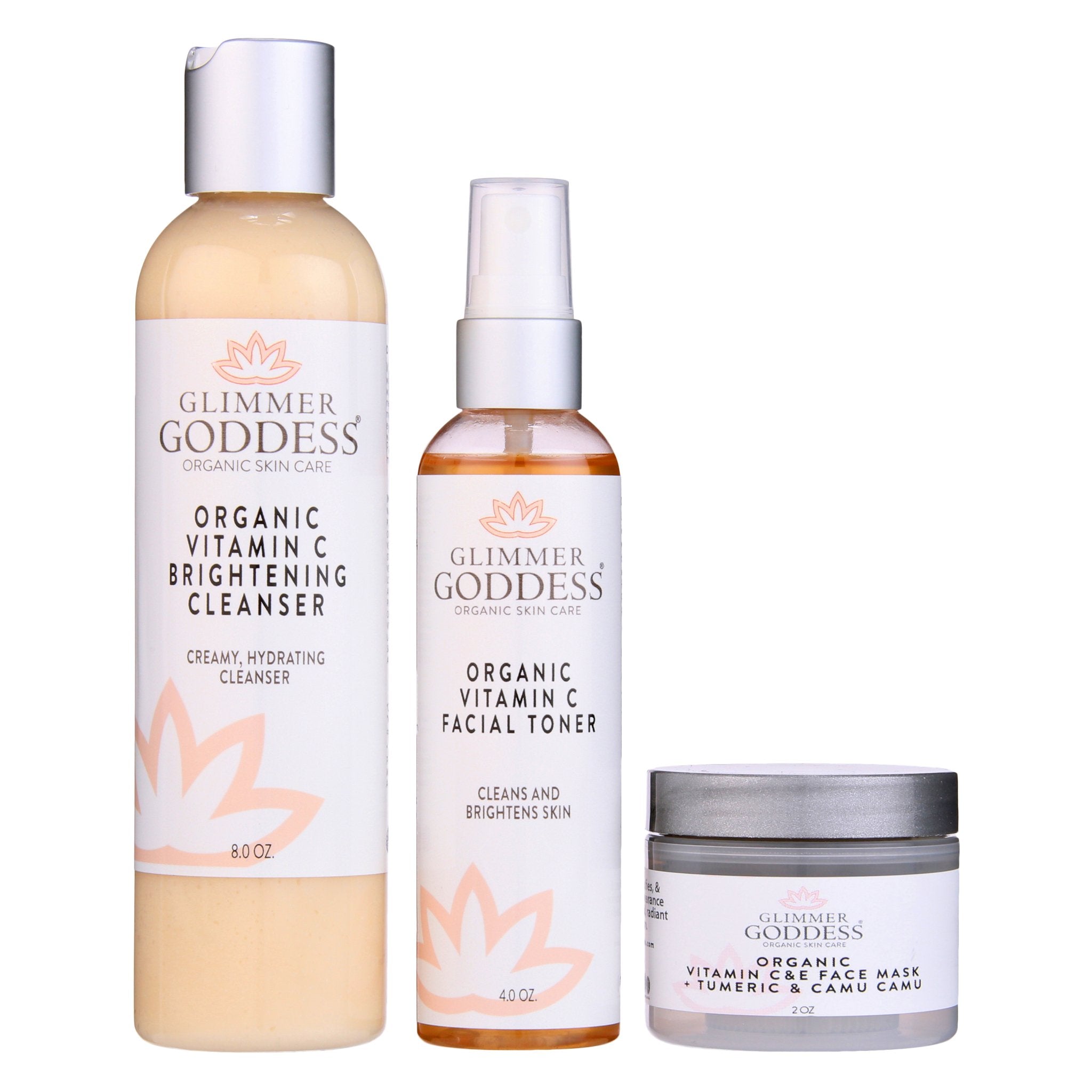 Vitamin C Brighter Skin Organic Skin Care 3 Step Cleansing Kit - Glimmer Goddess® Organic Skin Care