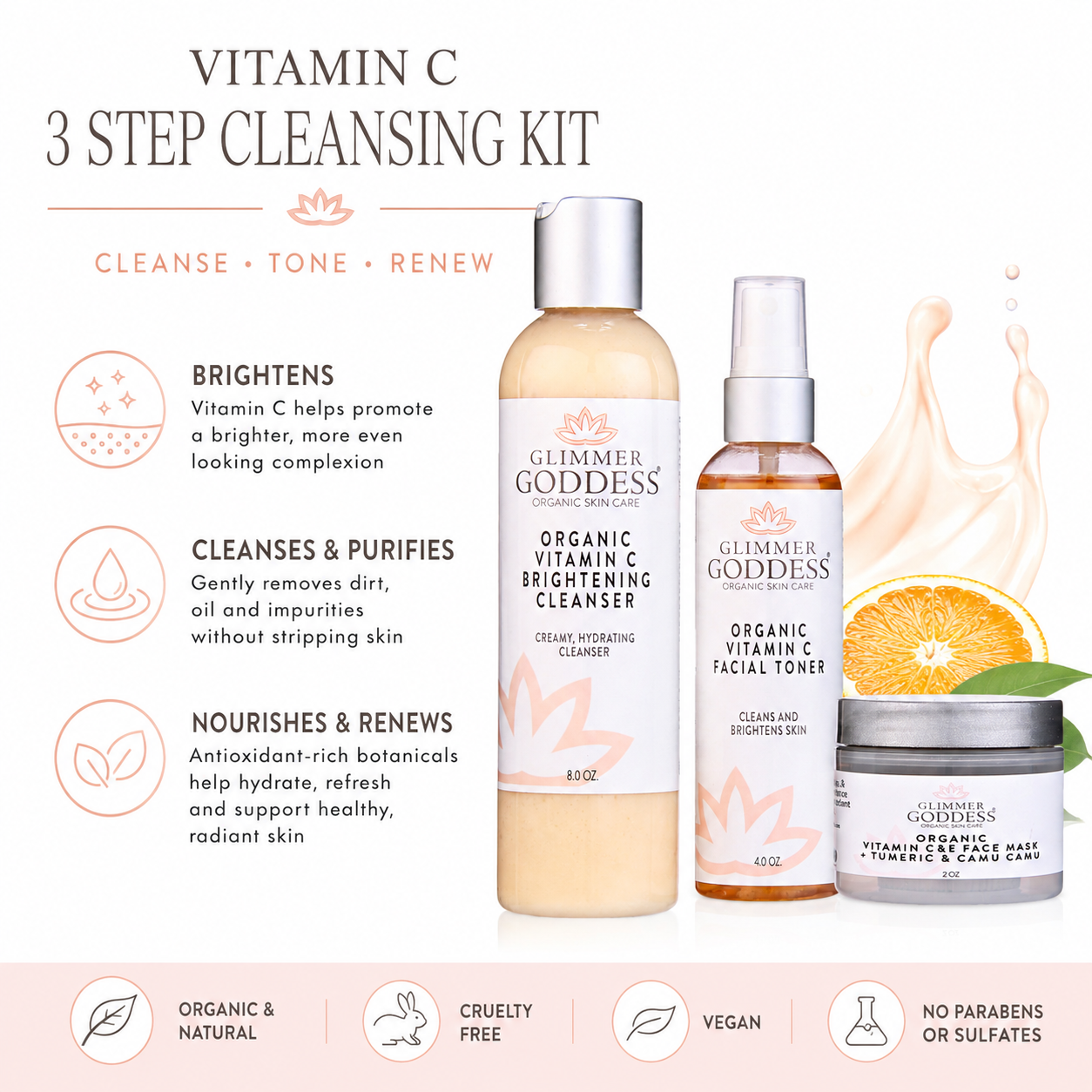 Glimmer Goddess Vitamin C 3 Step Cleansing Kit