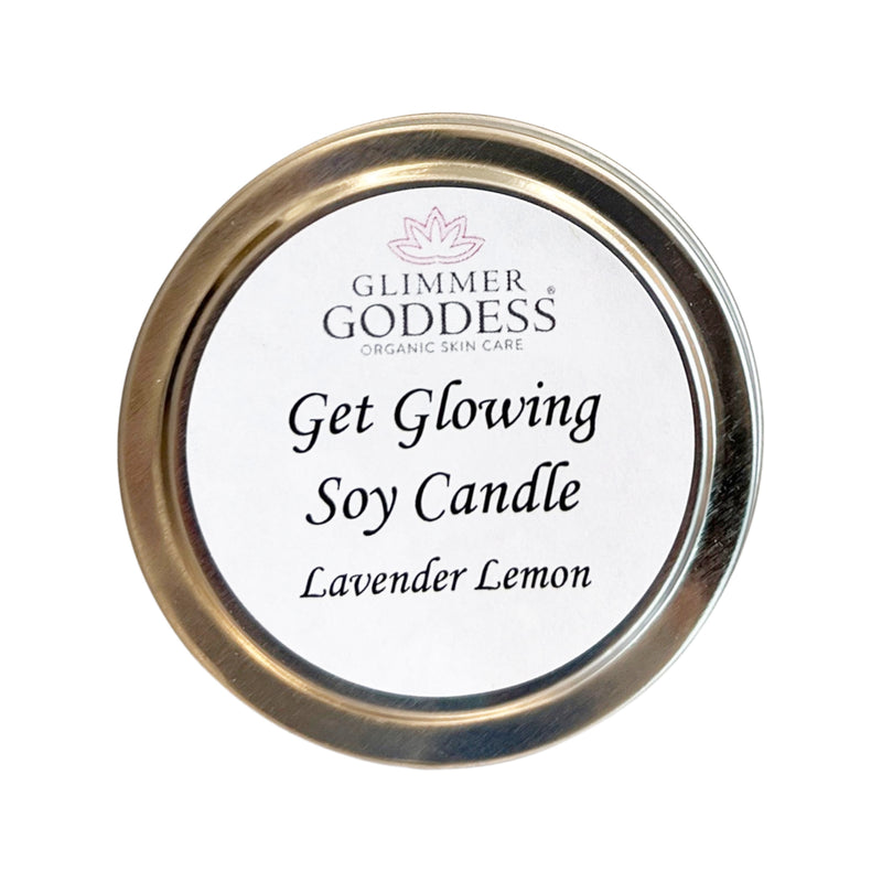 Organic Bath & Body Gift Set - Sweet Almond Shower Oil, Fizzing Bath Salts and a 4 oz. Soy Candle - Glimmer Goddess® Organic Skin Care
