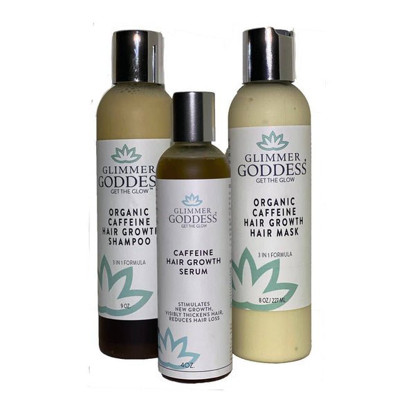 Organic Caffeine Hair Growth Trio - Glimmer Goddess® Organic Skin Care