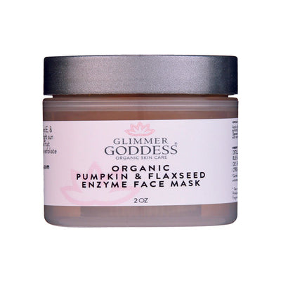 Organic Pumpkin Flaxseed Enzyme Face Mask by Glimmer Goddess for brightening and tightening glowing skin.