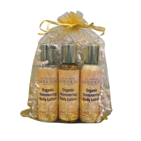 Organic Shimmer Body Lotion Travel Size Gift Set - Glimmer Goddess® Organic Skin Care