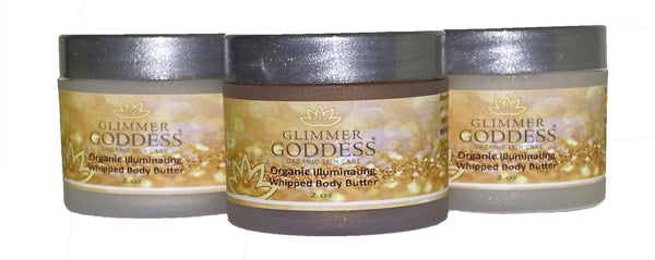Organic Shimmering Whipped Body Butter 2 oz. Travel Size - Glimmer Goddess® Organic Skin Care