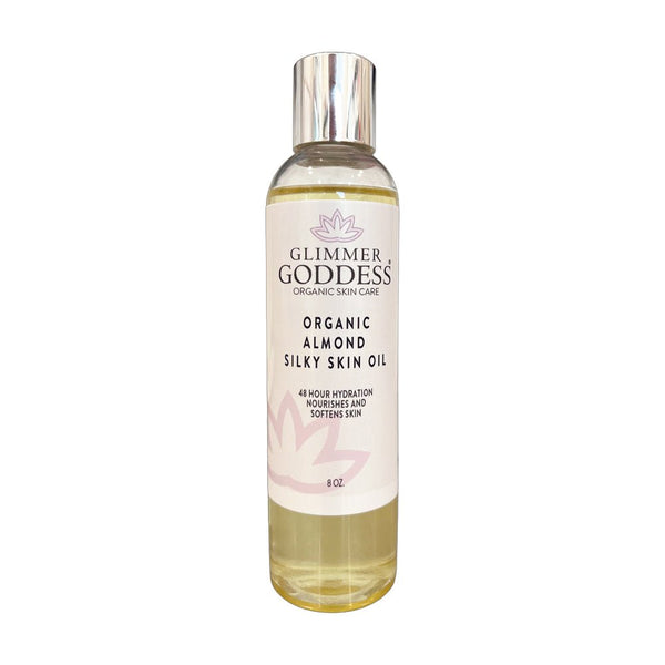 Organic Sweet Almond Silky Skin Oil - 48 Hour Hydration - Glimmer Goddess® Organic Skin Care