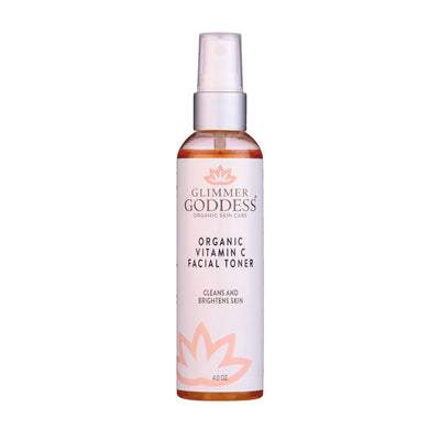 Organic Vitamin C Facial Toner by Glimmer Goddess® Organic Skin Care, natural brightening astringent for refreshed, glowing skin.